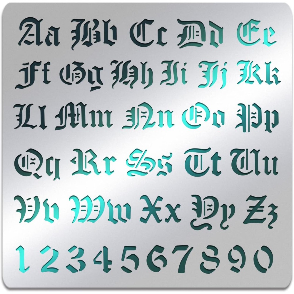 Photography Font - Stensil huruf logam Matte, templat stensil