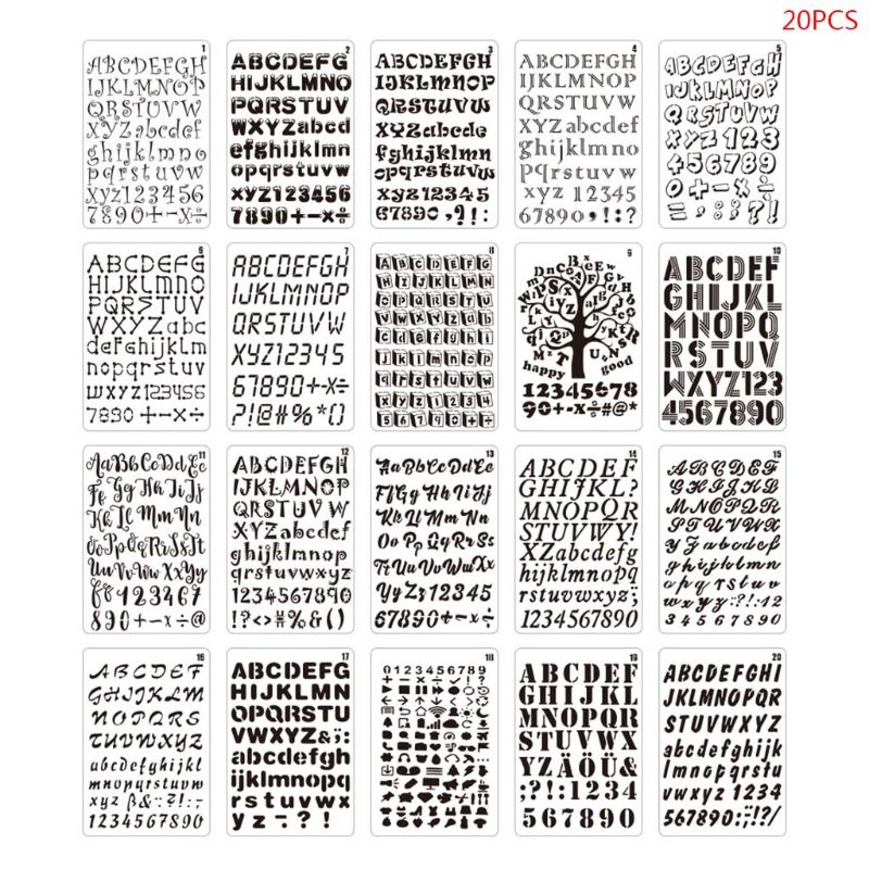 Photography Font - 20 buah/set huruf alfabet nomor stensil