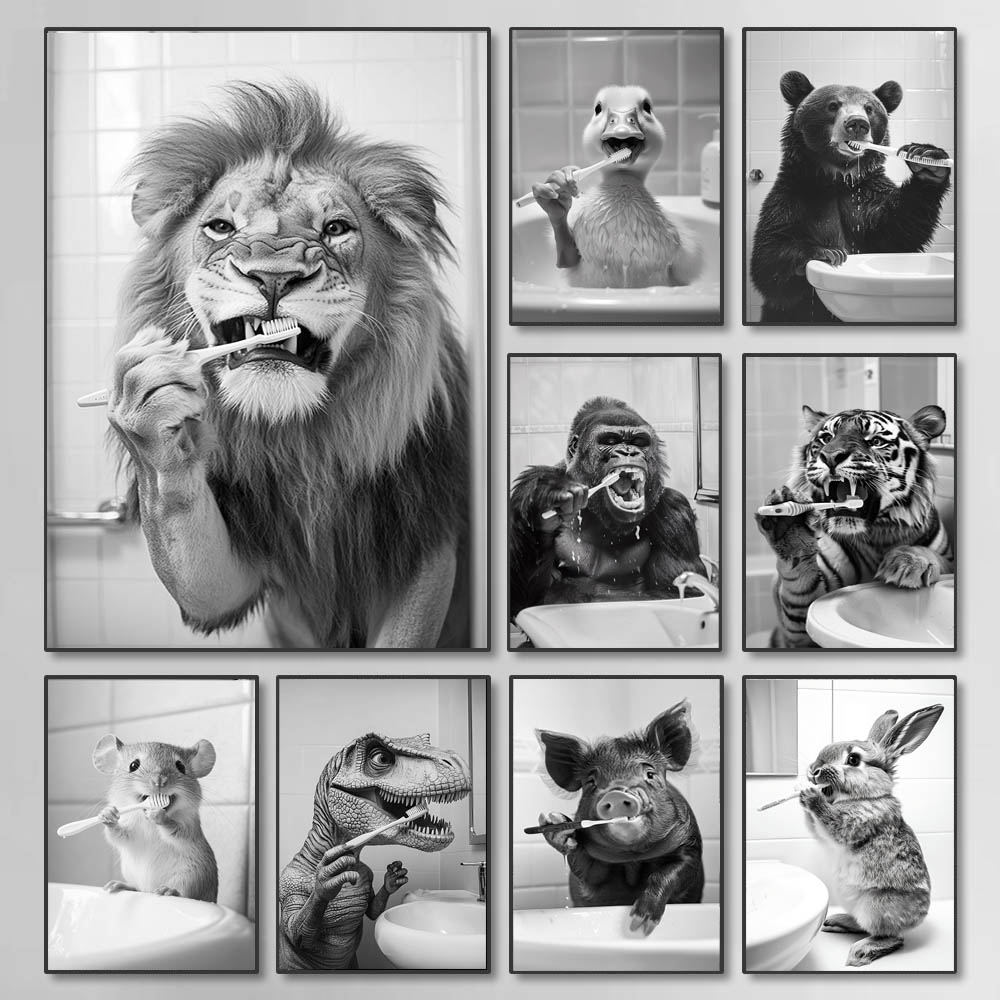 Photography Techniques - Poster Sikat Gigi Lucu Hitam Putih