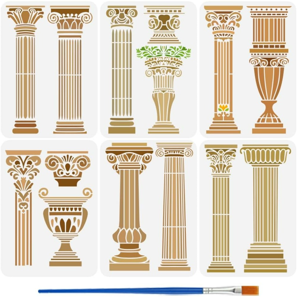 6 PCS Stencil Kolom Romawi unt - Photography Architecture ulasan dan harga