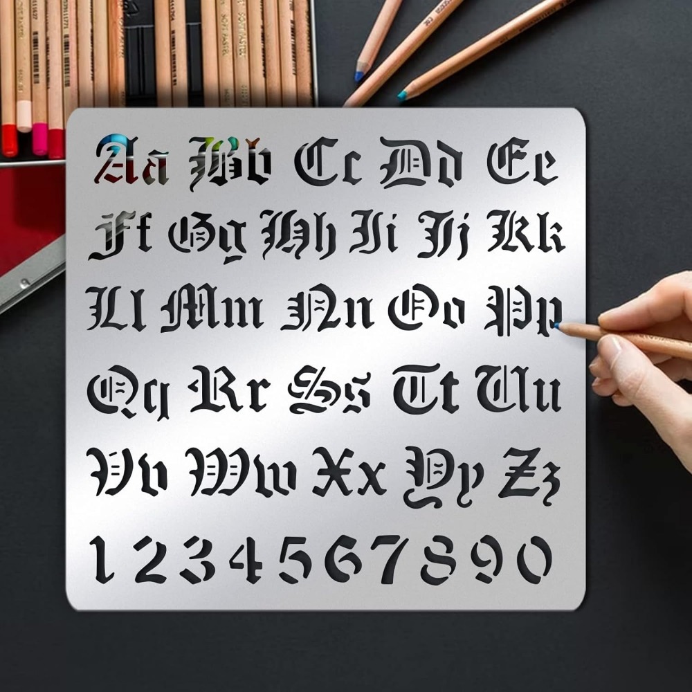Stensil huruf logam Matte, tem - Photography Font ulasan dan harga