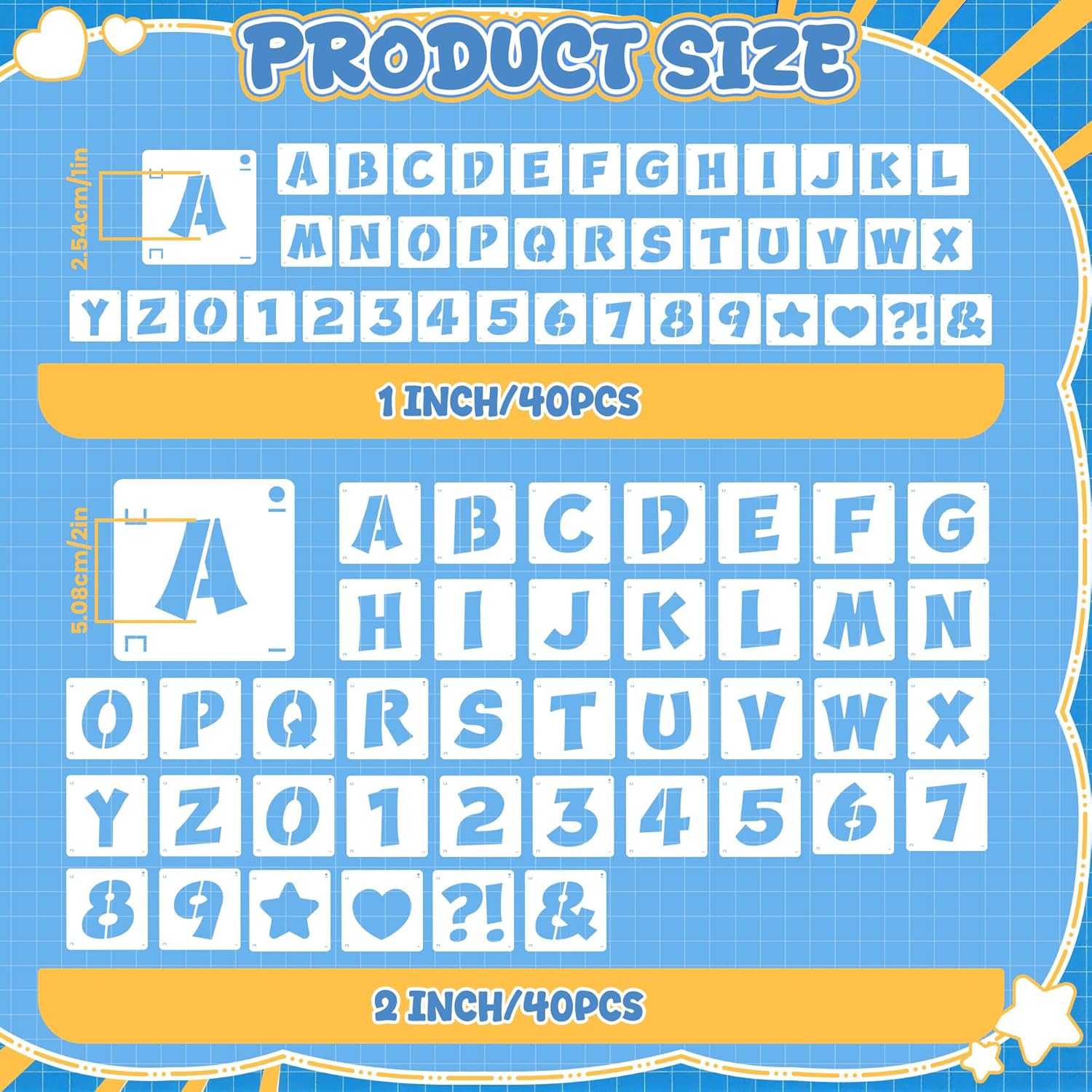 80Pcs Stensil Huruf dan Angka  - Photography Font ulasan dan harga