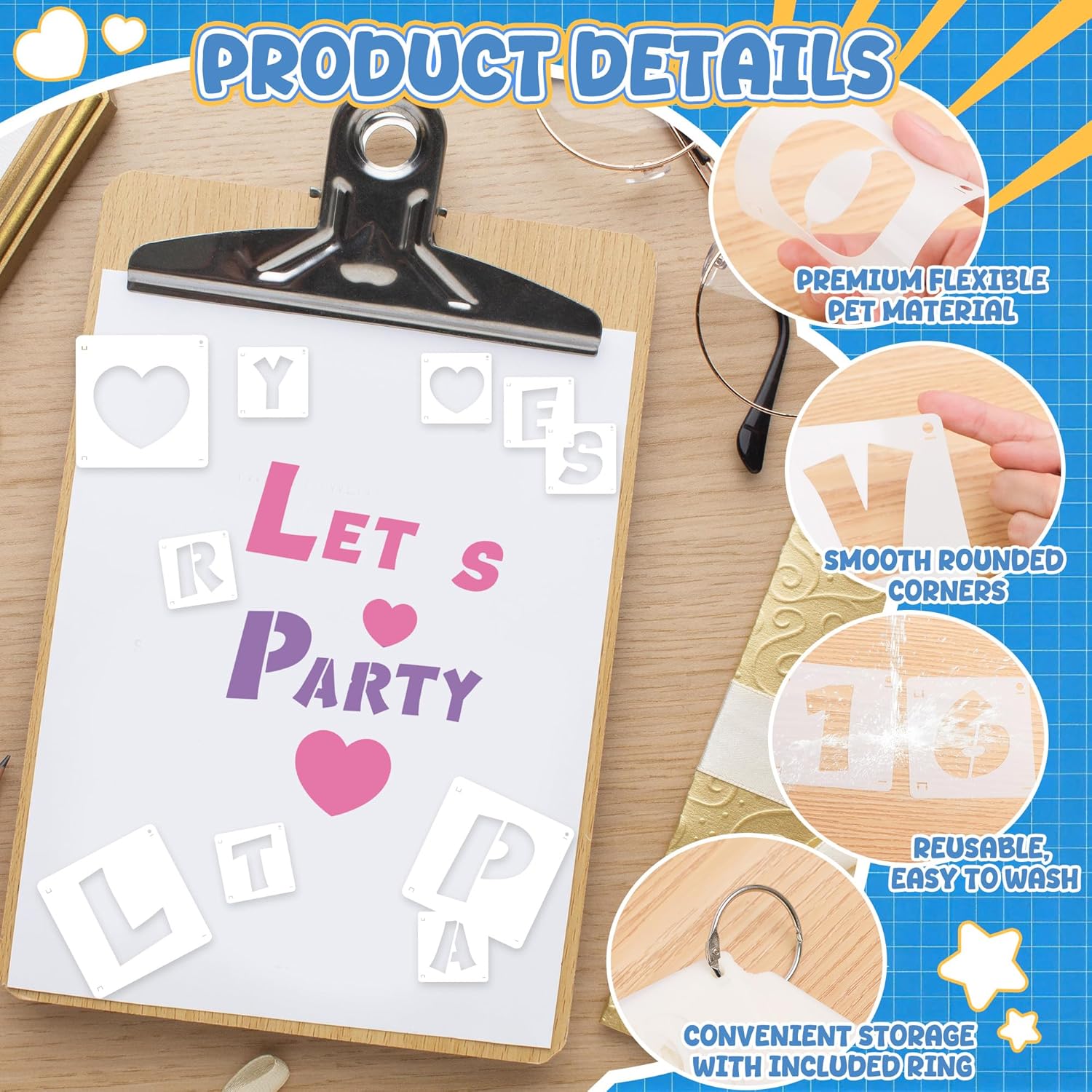 80Pcs Stensil Huruf dan Angka  - Photography Font ulasan dan harga