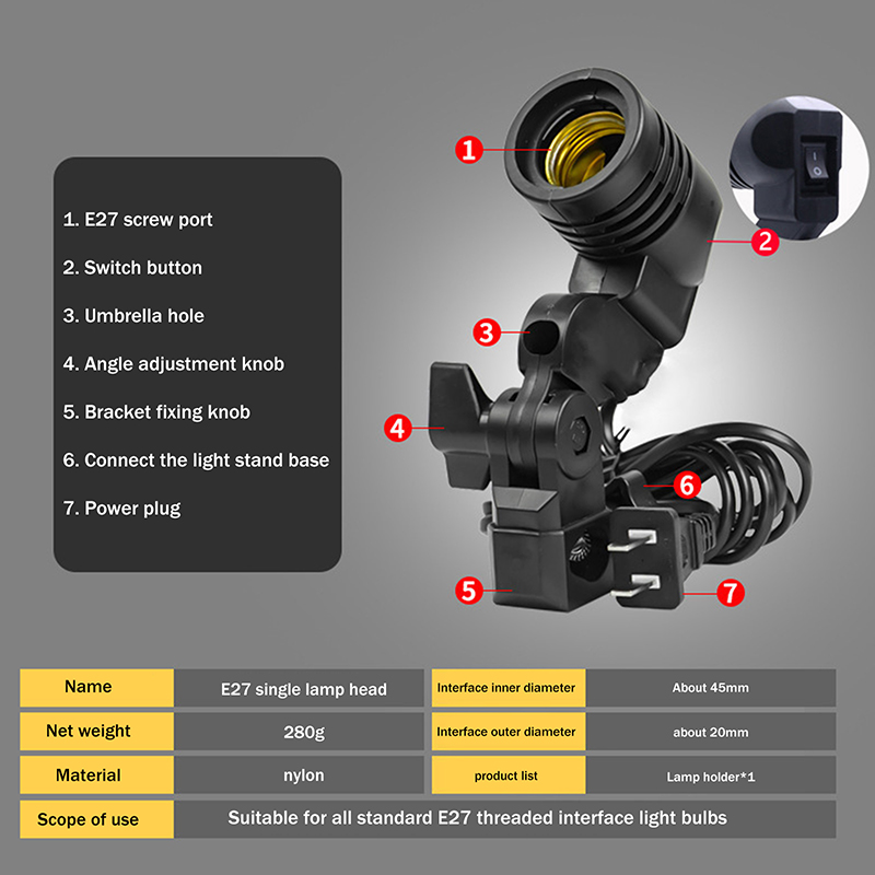 Dudukan Lampu E27 AC Single He - Photography Bulb ulasan dan harga