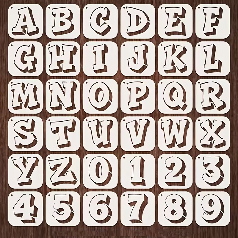36 Buah Set Stensil Huruf dan  - Photography Font ulasan dan harga