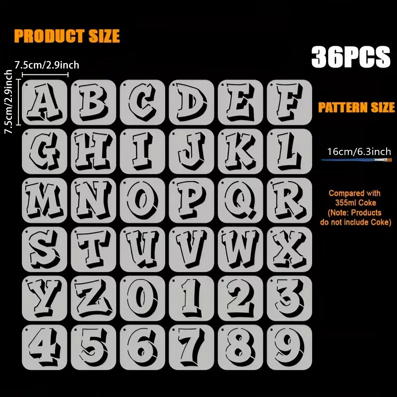 36 Buah Set Stensil Huruf dan  - Photography Font ulasan dan harga